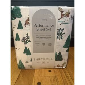 NEW Threshold 400 Ct Winter Scene With Deer Christmas 2025 Sheet Set QUEEN